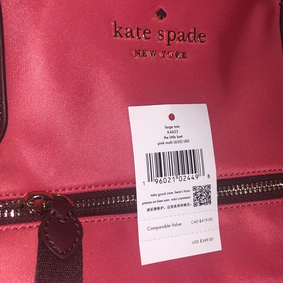 ♠️ kate spade ♠️ Chelsea Tricolor Large Nylon Tote Bag, Pink Multi - Picture 6 of 10